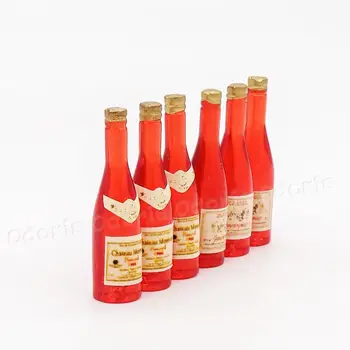 Odoria 1:12 Miniaturni 6PCS Rdečega Vina, Steklenica Pijače Lutke Kuhinjski Pribor za Blagavaonica Restavracija, Bar Stranka