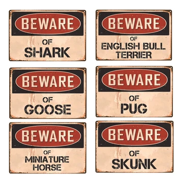 Opozorilni Znaki Pazite se Morskih psov, Gos, PUG Kovinski Tin Znaki Plakat Sobi Doma v Zaprtih prostorih Ali na Prostem Dekor