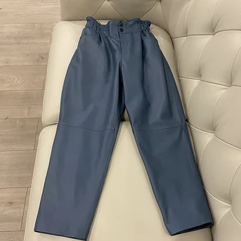 Originalne usnjene hlače, ženske, pozimi 2020 nov modni elastična visoko pasu hlače ženske plus velikost harem hlače priložnostne hlač ženske