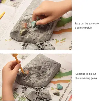 Otroci Gemstone Kopati Steblo Znanosti za Vgradnjo DIY Rudarstvo Izkopa Igrače za Fante, Dekleta Darilo