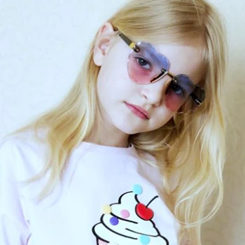 Otrok Srčkan Srce Rimless sončna Očala Otroci Modra, Roza Leče, sončna Očala Baby Dekleta Modni Gradient Odtenki UV400 oculos infantil