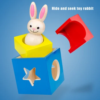 Otroška Ustvarjalna Magic Box Igrača s Kognitivno Kartico Peekaboo Igrača Zajec Boo Razvoj Izobraževalne Darilo za Otroke