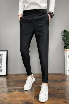 Pantalon Homme Korejski Urad Hlače Moški Modni Trdna Hlače Slim Fit Priložnostne Ulične Obleko Hlače, Dolge Hlače Moški Oblačila