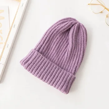 Pletene klobuk, preprost gospe jeseni in pozimi volne skp barva zimski ženski študent opozoril klobuk divje kup kup klobuk