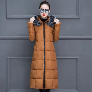 Prevelik x-dolgo jakno za ženske debele parkas 2020 pozimi trdna hooded slim urad ženske z krzno ovratnik coats kurtka damska