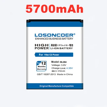 Prvotne LOSONCOER 5700mAh BL264 Visoke Kakovosti Baterija Za Lenovo Vibe C2 Baterije
