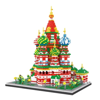 PZX Svetu Arhitekture Saint Basil Cathedral Cerkev 3D Model DIY Mini Diamond Bloki, Opeke Stavbe Igrača za Otroke, št Polje