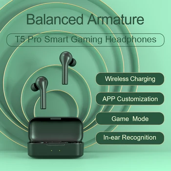 QCY T5Pro Hi-fi Smart Slušalke Dinamičen zvok Brezžično Polnjenje App Nadzor z Brezplačno primeru