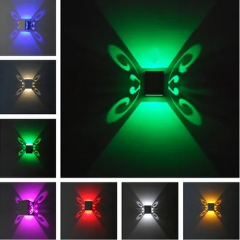 RGB metulj Luknjo Stenske luči za dom Učinek 3W Stenske Svetilke Pisane Wandlamp Za Stranke, Lobby Bar KTV Doma Dekoracijo