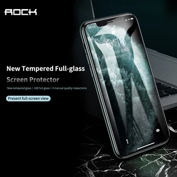 Rock ip11 pro Novega Satja Prah-dokazilo Stekla Zaščitnik Zaslon Za iphone 11 pro max Full Kaljeno Steklo Screen Protector Film
