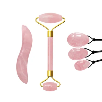 Rose Quartz Jade Roller Kristalni Kamen Guasha Odbor Yoni Jajce Nastavite Obraza Lifting Massager Roller Keglove Vaditelj Massager Kroglice