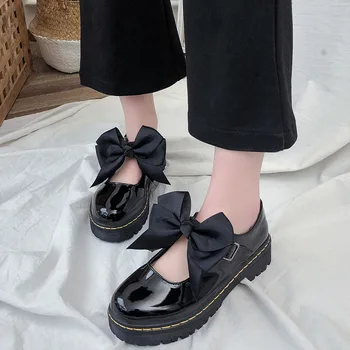 Roza čevlji ženska lok lolita čevlji japonski šoli študenta enotne Obleke, Čevlji Dekle Cosplay Čevlji lolita lok čevlji, visoke pete