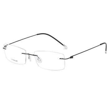 Ročno izdelana Ultralahkih Titana Očal Okvir Moških Klasičnih Pravokotnik Rimless Očala Moški brez okvirjev Recept Optičnih Očal
