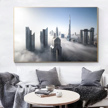 Skyline Dubaj Centru Platno Umetniške grafike Dubaj Geografija Plakatov in Fotografij Platna Slike za Spalnico Cuadros Dekor