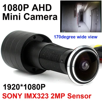 SONY IMX323 2MP Senzor, 1080P Vrata Oči Luknjo AHD Mini Luknjo Fisheye Fotoaparat Nočni 0.001 Lux 170 Stopinj nadzorna Kamera