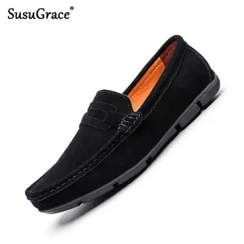 SusuGrace Black Moške Priložnostne Loafers Klasičnih Elegantes Slip-On Stanovanj Moški Vožnjo Čevlji Na Prostem Luksuzni Non-Slip Čevlji Plus Velikost 47