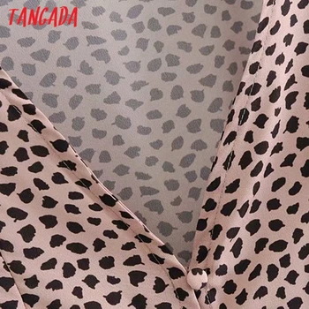 Tangada Pomlad Moda za Ženske Leopard Tiskanja V Vratu Obleko z Dolgimi Rokavi Urad Ženske Mini Ddress S Poševnico 5D12