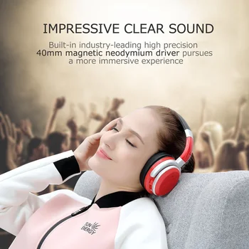 Tourya Brezžične Slušalke Z HD Mic Bluetooth Slušalke Nad Uho Bas Slušalke Eearphone Podpira TF Kartice Za PC Mobilni telefon