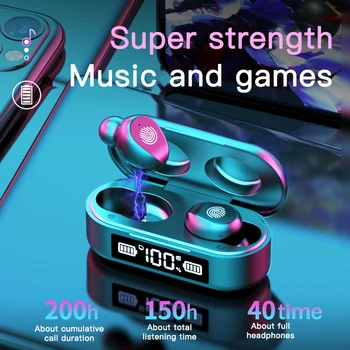 TWS Bluetooth 5.0 Slušalke 350mAh Polnjenje Box Brezžične Slušalke 9D Stereo Šport Nepremočljiva Čepkov Slušalke Z Mikrofonom