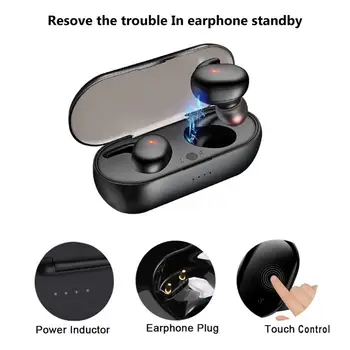 TWS Bluetooth 5.0 Slušalke Brezžične Slušalke Stereo Šport Nepremočljiva Čepkov igralec Slušalke Z Mikrofonom אוזניות בלוטוס