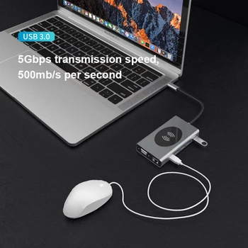 USB C Središče Za HDMI je združljiv RJ45 VGA Trojno Zaslon USB HUB3.0 Dock Adapter za MacBook Pro Card Reader USB Razdelilnik Tip C HUB