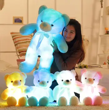 Ustvarjalne prižgejo LED medvedek Nagačene Živali Plišastih Igrač Pisane Žareče Božično Darilo za Otroški Vzglavnik