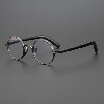 Vintage Acetat Titana Očal Okvir Moški Ženske Majhne Okrogle Recept Optična Očala Za Kratkovidnost Okvir Luksuzne Blagovne Znamke Očala