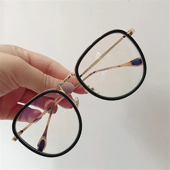 Vintage Krog Očal Okvir Moški Ženske Retro Pregledna Prevelik Očala Okvirji Ženski Metal Očala Optični Ponaredek Očala