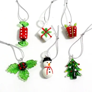 Visi Steklene Figurice Obesek Miniaturni Božično Drevo, Trsa, Venec, Bell, Sladkarije, Srečen Listov Okras Božič Dekor Dodatki