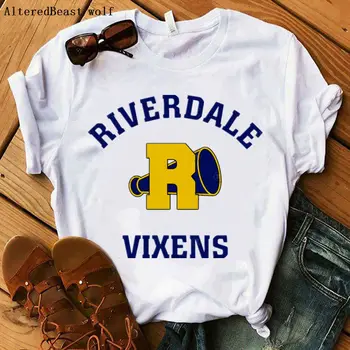 Vogue Riverdale ropa mujer tshirt Reke Vixens Riverdale tiskanja pocket T-Shirt vrh harajuku bele O Vratu graphic tee shirt femme