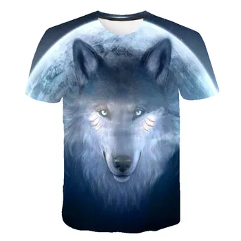 Wolf 3D Tiskanja Tshirt Poletje majica s kratkimi rokavi Moški Ulične Krog Vratu Galaxy Kratek Rokav Smešno Živali, Moška Oblačila, Casual Vrhovi