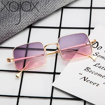 XojoX Retro Kvadratek sončna Očala za Moške, Ženske Kovinski Okvir Pisane Leče, sončna Očala Vintage Modnih Očal