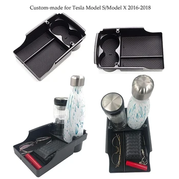 Za Tesla Model S/X Center Organizator Pladenj Konzole Armrest Škatla za Shranjevanje in Držala za 2016\2017\2018 Ploščo Posoda Pribor
