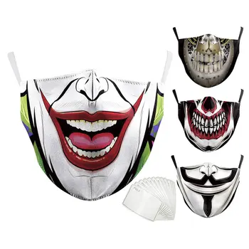 Za večkratno uporabo Maske Cosplayer Anime Lobanje 3D Print Masko Usta-žarilna Z 10pcs PM 2.5 5 plasti Filtra Masker masko mascarillas