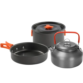Zunanji BBQ Aluminija Kuhanje Set Camping kuhinjskih pripomočkov Komplet Vodni grelnik vode Pan Pot, Potovanje Pohodništvo Piknik Namizna Oprema D30