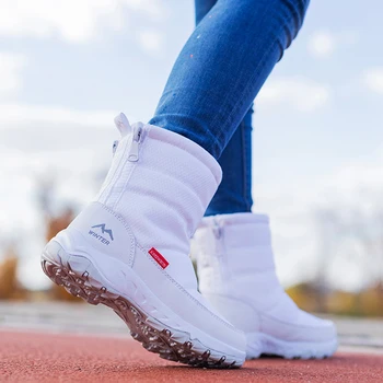 Ženske pozimi škornji 2020 ženske snow škornji platformo debel krzno, topli čevlji non-slip nepremočljiva zimske čevlje z nedrsečimi sponke